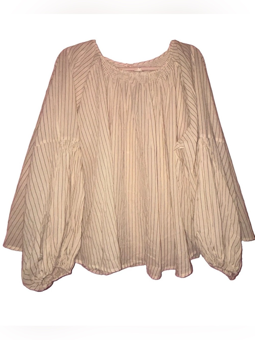 Maison Anana striped long-sleeve peasant top voluminous balloon sleeves Sz Small